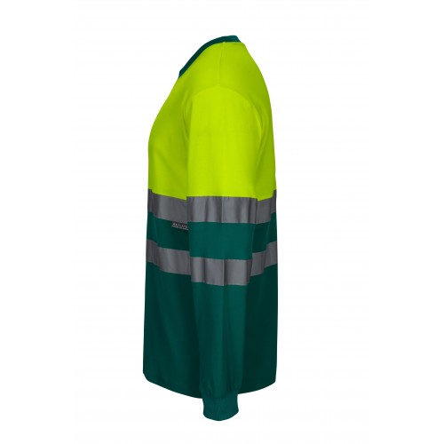305615.CAMISETA ALGODÓN BICOLOR ML AV VERDE/AMARILLO FLÚOR S