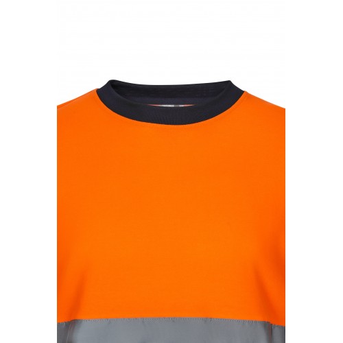 305615.CAMISETA ALGODÓN BICOLOR ML AV AZUL NAVY/NARANJA FLÚOR S
