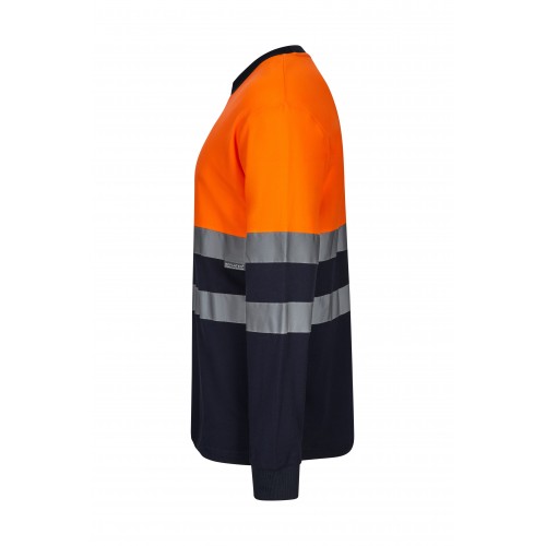 305615.CAMISETA ALGODÓN BICOLOR ML AV AZUL NAVY/NARANJA FLÚOR S
