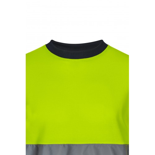 305615.CAMISETA ALGODÓN BICOLOR ML AV AZUL NAVY/AMARILLO FLÚOR S