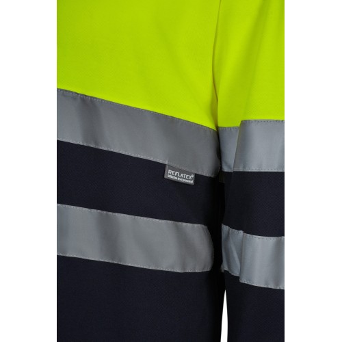 305615.CAMISETA ALGODÓN BICOLOR ML AV AZUL NAVY/AMARILLO FLÚOR S