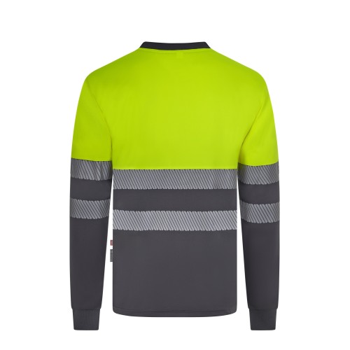 305635.CAMISETA GRS BICOLOR ML RS GRIS/AMARILLO FLÚOR S