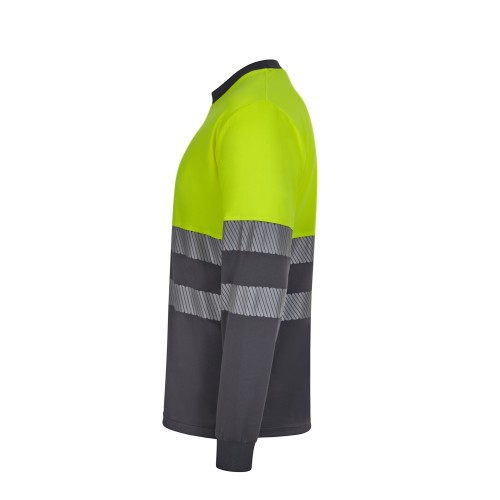 305635.CAMISETA GRS BICOLOR ML RS GRIS/AMARILLO FLÚOR S