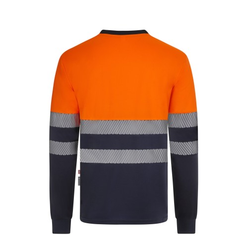 305635.CAMISETA GRS BICOLOR ML RS AZUL NAVY/NARANJA FLÚOR S