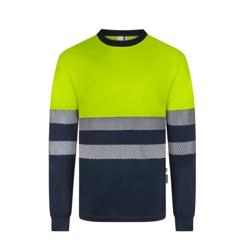 305635.CAMISETA GRS BICOLOR ML RS AZUL NAVY/AMARILLO FLÚOR S