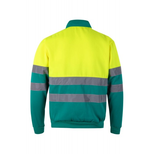 305701.SUDADERA BICOLOR CREMALLERA AV VERDE/AMARILLO FLÚOR 2XL