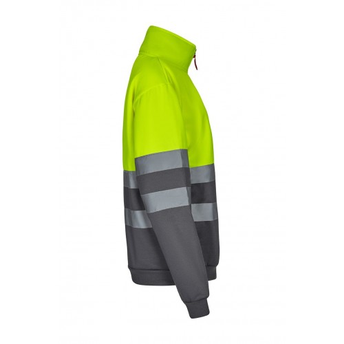 305701.SUDADERA BICOLOR CREMALLERA AV GRIS/AMARILLO FLÚOR 2XL