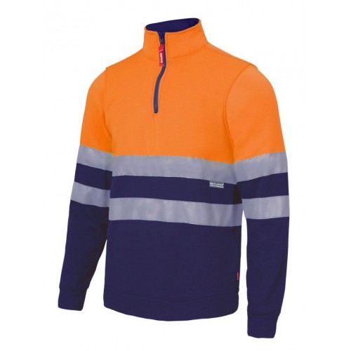 305701.SUDADERA BICOLOR CREMALLERA AV AZUL NAVY/NARANJA FLÚOR 3XL