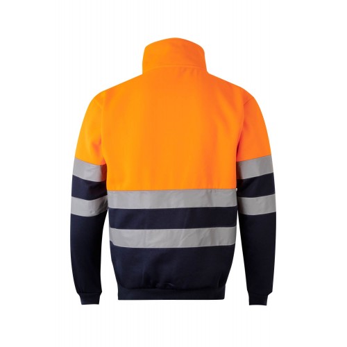305701.SUDADERA BICOLOR CREMALLERA AV AZUL NAVY/NARANJA FLÚOR 2XL