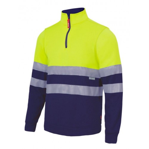 305701.SUDADERA BICOLOR CREMALLERA AV AZUL NAVY/AMARILLO FLÚOR XL