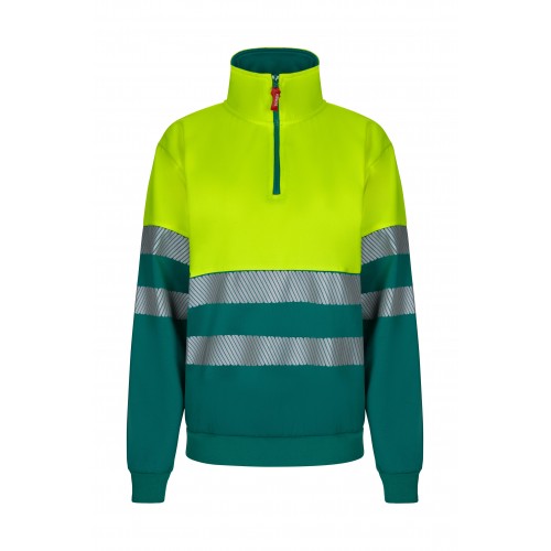 305703.SUDADERA BICOLOR CREMALLERA RS VERDE/AMARILLO FLÚOR L