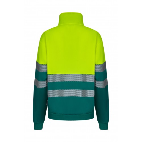 305703.SUDADERA BICOLOR CREMALLERA RS VERDE/AMARILLO FLÚOR S
