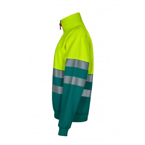 305703.SUDADERA BICOLOR CREMALLERA RS VERDE/AMARILLO FLÚOR S
