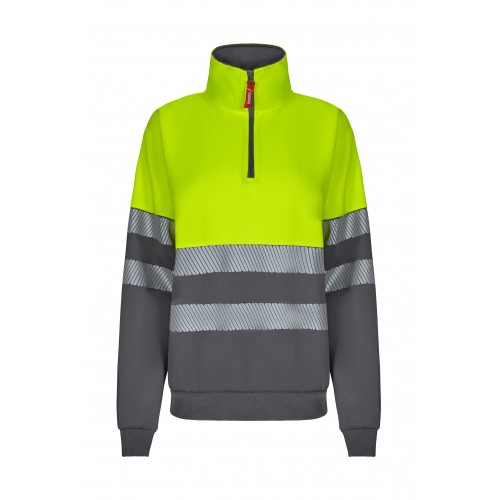 305703.SUDADERA BICOLOR CREMALLERA RS GRIS/AMARILLO FLÚOR 3XL