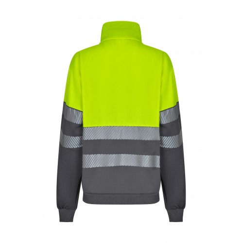 305703.SUDADERA BICOLOR CREMALLERA RS GRIS/AMARILLO FLÚOR S