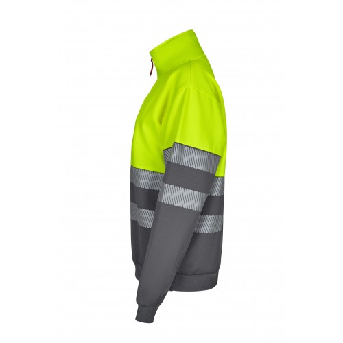 305703.SUDADERA BICOLOR CREMALLERA RS GRIS/AMARILLO FLÚOR S