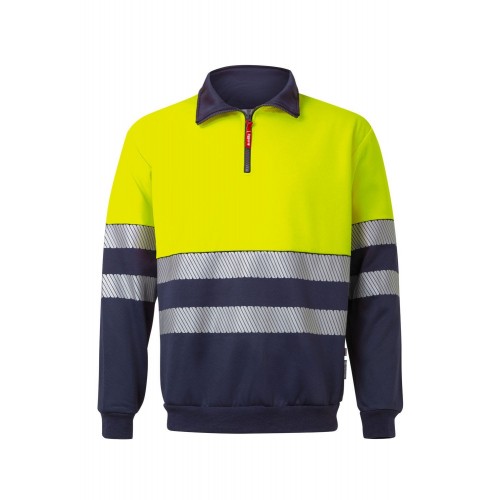 305703.SUDADERA BICOLOR CREMALLERA RS AZUL NAVY/AMARILLO FLÚOR 2XL