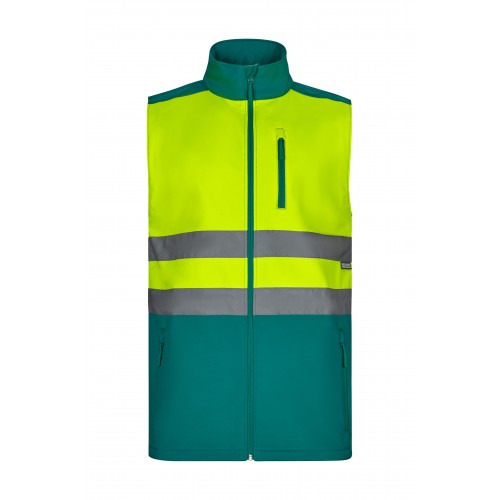 305906.CHALECO SOFT SHELL BICOLOR AV VERDE/AMARILLO FLÚOR 4XL