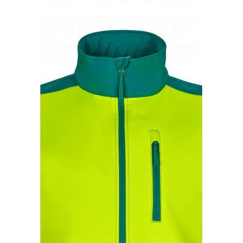 305906.CHALECO SOFT SHELL BICOLOR AV VERDE/AMARILLO FLÚOR S