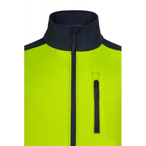 305906.CHALECO SOFT SHELL BICOLOR AV AZUL NAVY/AMARILLO FLÚOR S