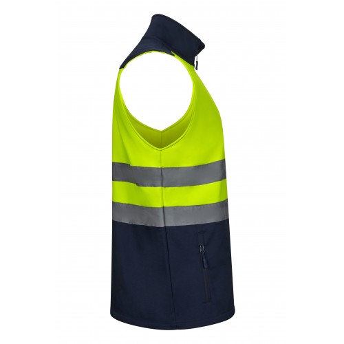 305906.CHALECO SOFT SHELL BICOLOR AV AZUL NAVY/AMARILLO FLÚOR S