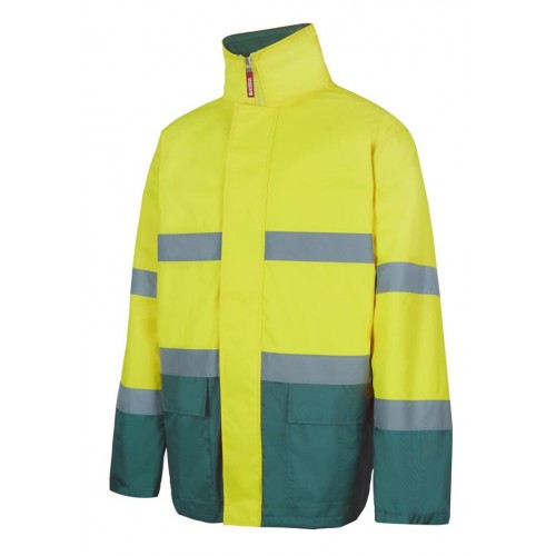 306002.PARKA BICOLOR AV VERDE/AMARILLO FLÚOR 4XL