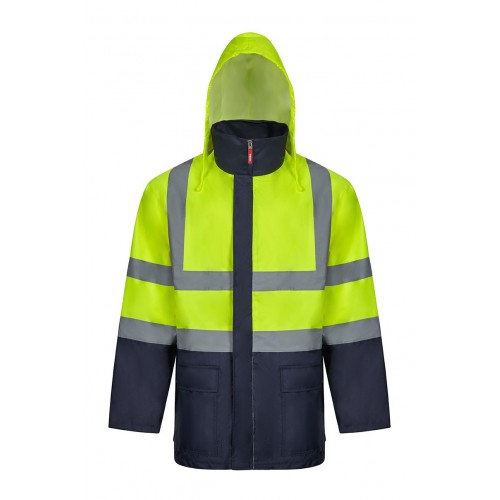 306003.PARKA 4EN1 BICOLOR AV AZUL MARINO/AMARILLO FLÚOR 2XL