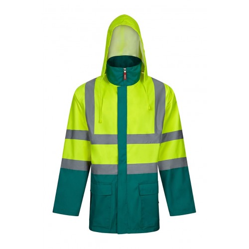 306003.PARKA 4EN1 BICOLOR AV VERDE/AMARILLO FLÚOR S