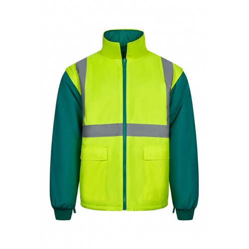 306003.PARKA 4EN1 BICOLOR AV VERDE/AMARILLO FLÚOR S