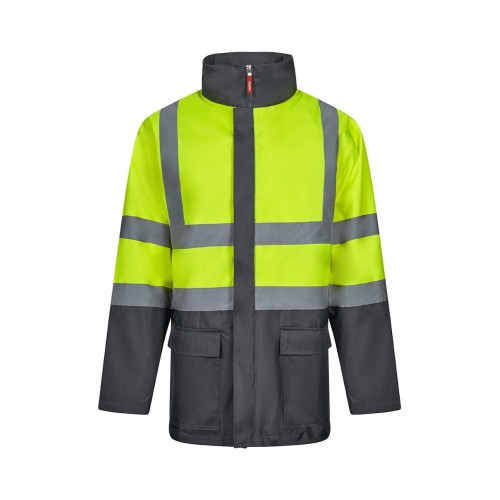 306003.PARKA 4EN1 BICOLOR AV GRIS/AMARILLO FLÚOR S