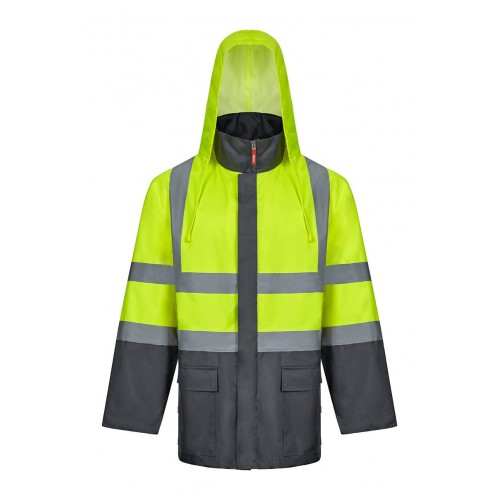 306003.PARKA 4EN1 BICOLOR AV GRIS/AMARILLO FLÚOR S