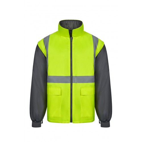 306003.PARKA 4EN1 BICOLOR AV GRIS/AMARILLO FLÚOR S