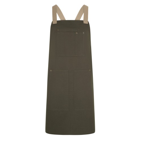 404211B.DELANTAL CANVAS PETO VERDE OLIVA/BEIGE ARENA U
