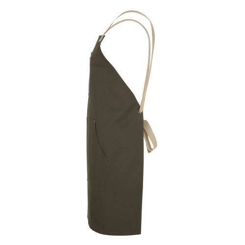 404211B.DELANTAL CANVAS PETO VERDE OLIVA/BEIGE ARENA U