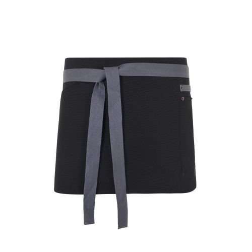 404221B.DELANTAL CANVAS CORTO NEGRO/GRIS U