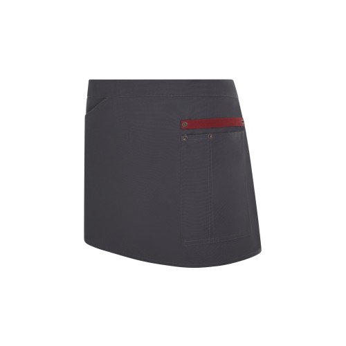 404221B.DELANTAL CANVAS CORTO GRIS/GRANATE U