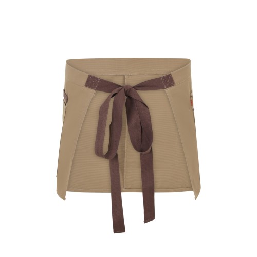 404221B.DELANTAL CANVAS CORTO BEIGE ARENA/MARRÓN U