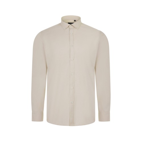405004S.CAMISA OXFORD ML HOMBRE BEIGE CLARO S
