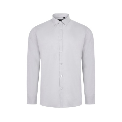 405004S.CAMISA OXFORD ML HOMBRE GRIS HIELO S