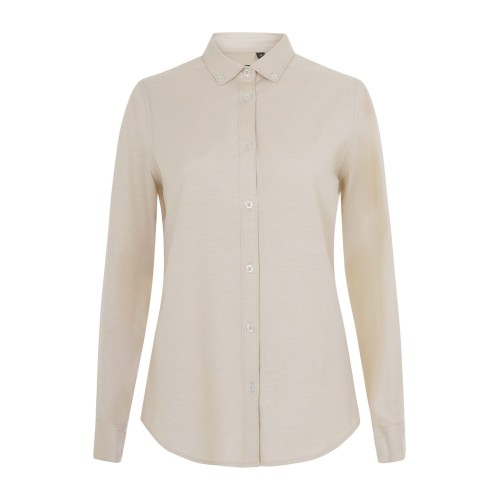405005S.CAMISA OXFORD ML MUJER BEIGE CLARO XS