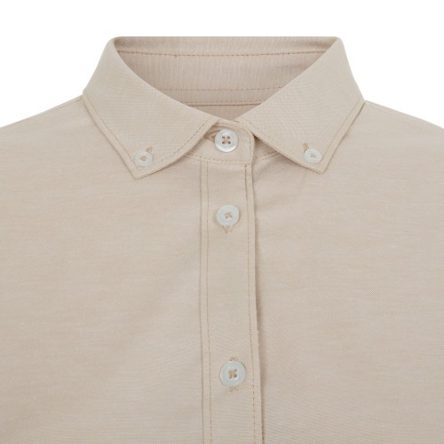 405005S.CAMISA OXFORD ML MUJER BEIGE CLARO XS