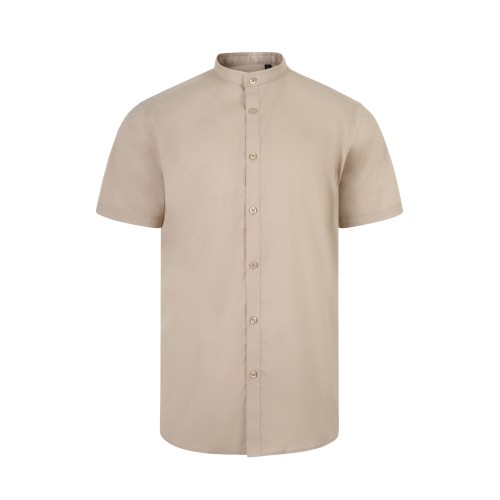 405012S.CAMISA STRETCH MC HOMBRE BEIGE CLARO S