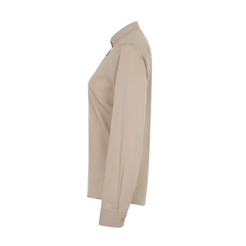 405015S.CAMISA STRETCH ML MUJER BEIGE CLARO XS