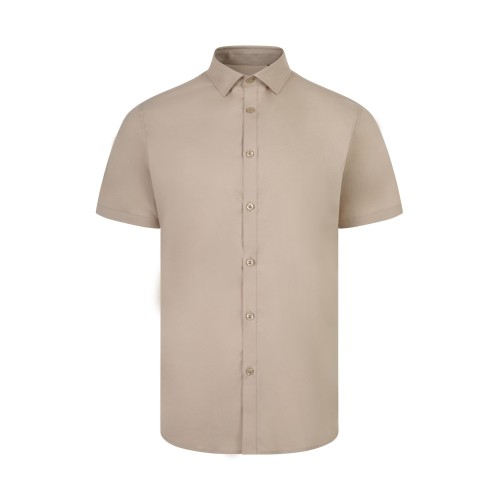 405016S.CAMISA STRETCH MC HOMBRE BEIGE CLARO S