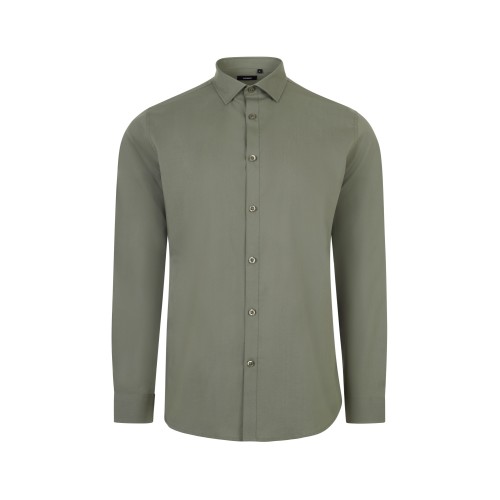 405017S.CAMISA STRETCH ML HOMBRE VERDE OLIVA CLARO S