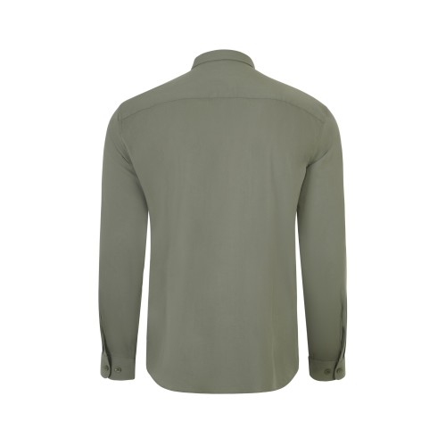 405017S.CAMISA STRETCH ML HOMBRE VERDE OLIVA CLARO S