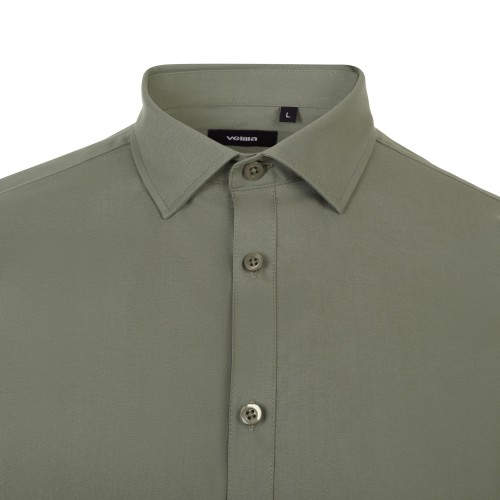405017S.CAMISA STRETCH ML HOMBRE VERDE OLIVA CLARO S
