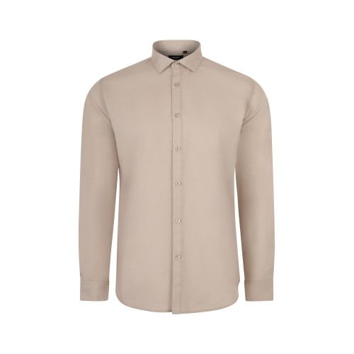 405017S.CAMISA STRETCH ML HOMBRE BEIGE CLARO S