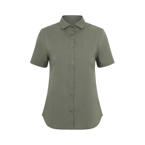 405018S.CAMISA STRETCH MC MUJER VERDE OLIVA CLARO XS