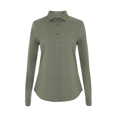 405019S.CAMISA STRETCH ML MUJER VERDE OLIVA CLARO XS